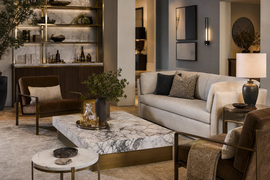 A living room arranged for conversation with the TATPUB Hosting System as a service point.