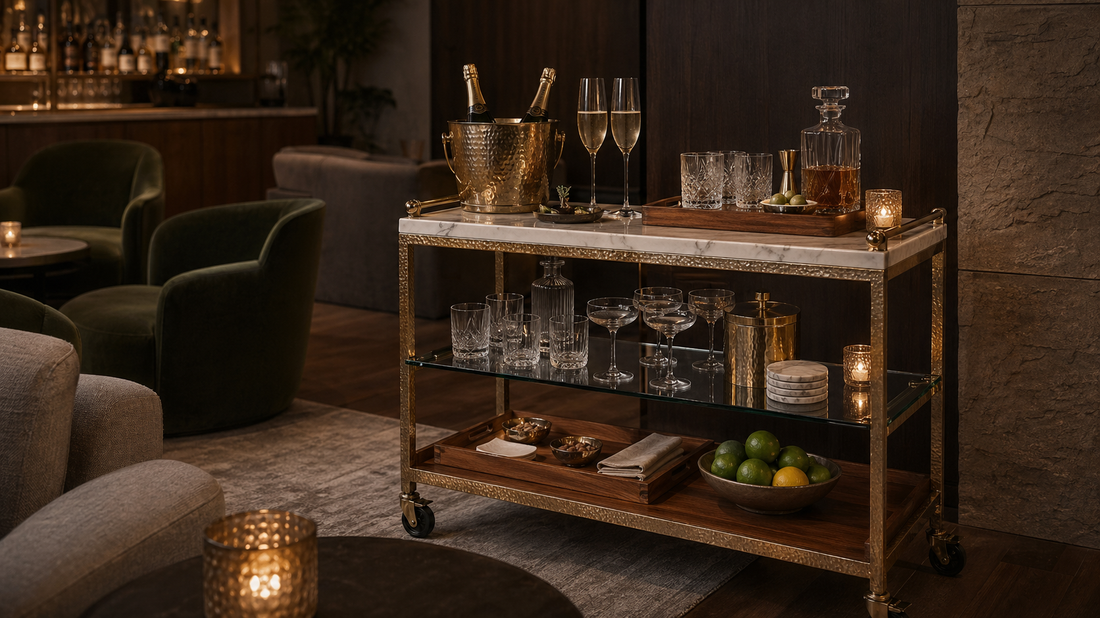 A mobile TATPUB hosting system styled for a boutique hospitality lounge or private club suite.