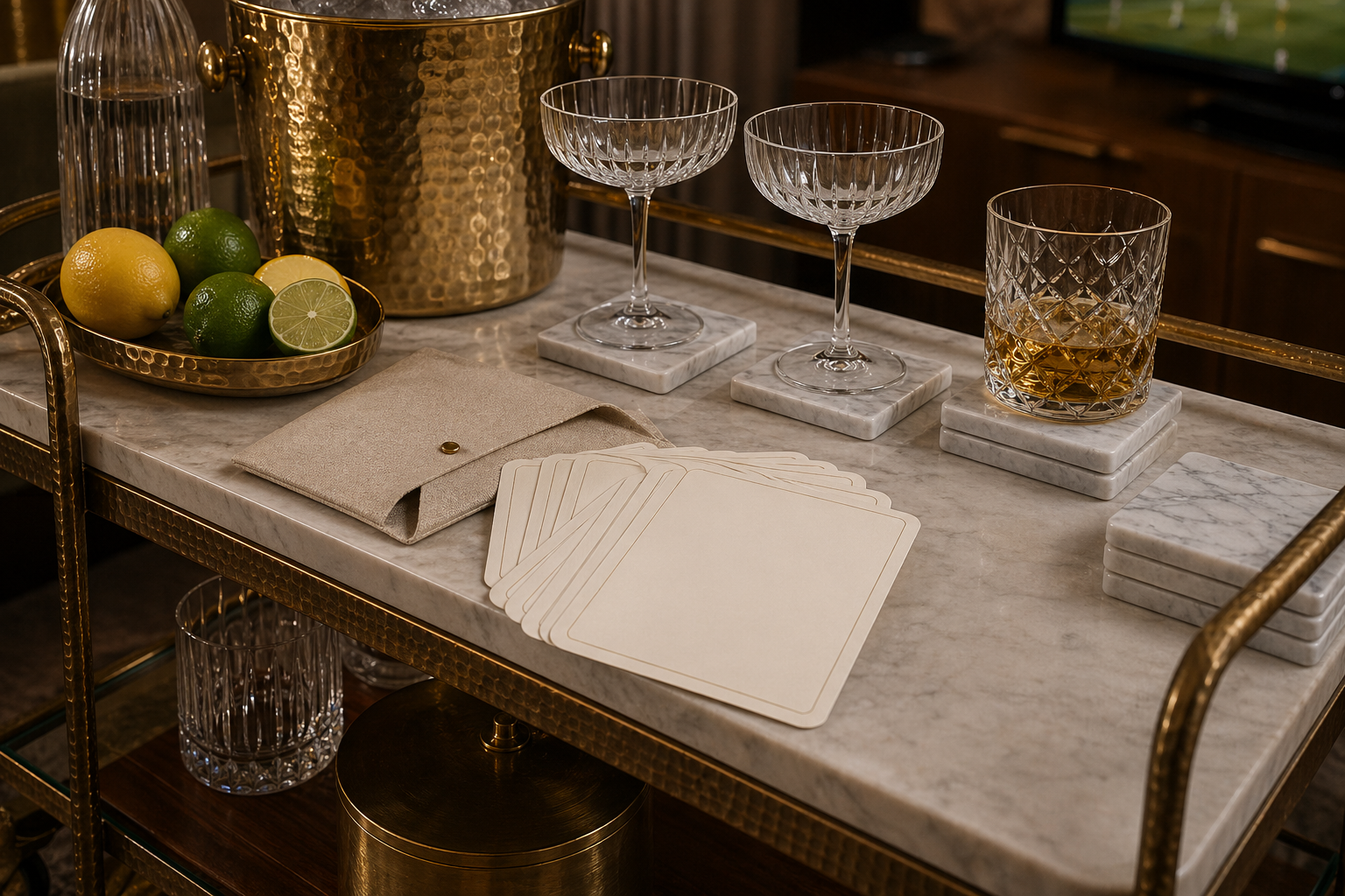 How to Host cards styled on a TATPUB Hosting System with coasters and glassware